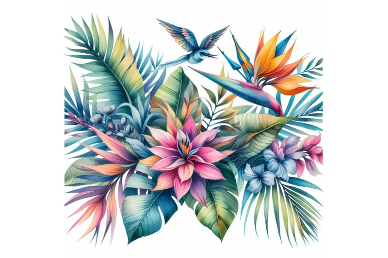 watercolor-tropical-flowers