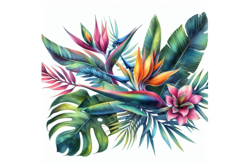 watercolor-tropical-flowers