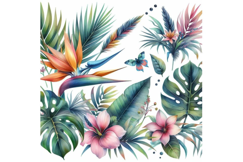 watercolor-tropical-flowers