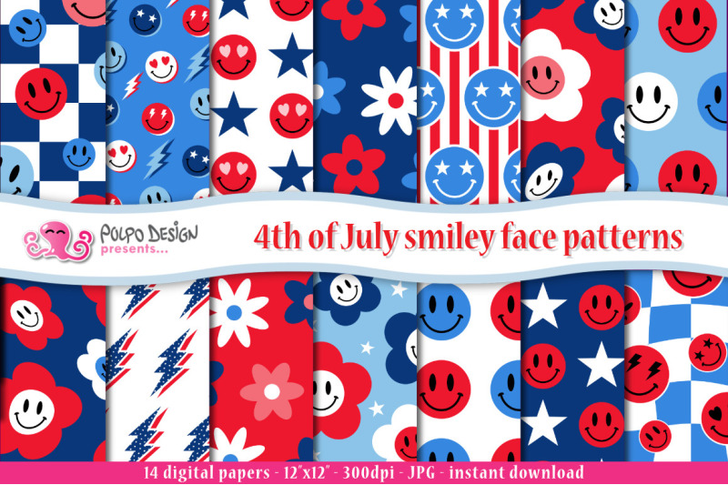 4th-of-july-retro-smiley-faces-seamless-pattern