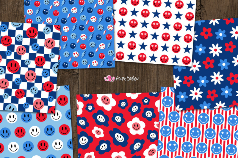4th-of-july-retro-smiley-faces-seamless-pattern