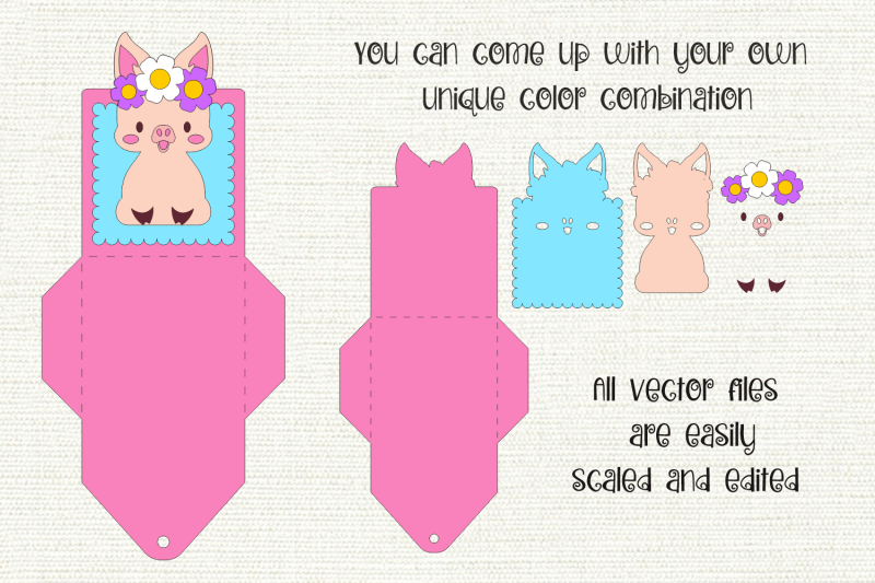 cute-pig-birthday-gift-card-holder-paper-craft-template