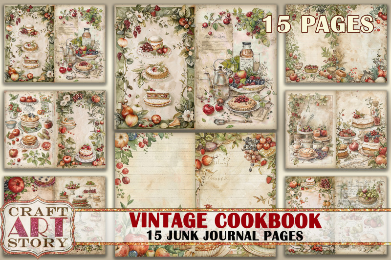 vintage-cookbook-junk-journal-pages-retro-scrapbook-shabby