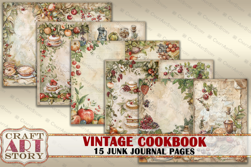 vintage-cookbook-junk-journal-pages-retro-scrapbook-shabby