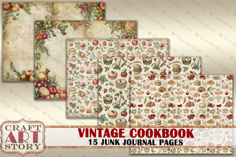 vintage-cookbook-junk-journal-pages-retro-scrapbook-shabby