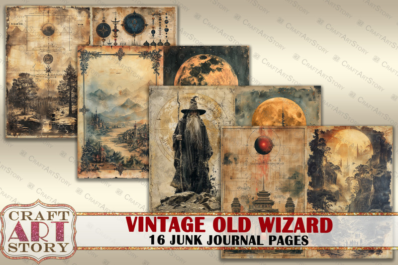 vintage-old-wizard-grunge-junk-journal-pages-retro-scrapbook