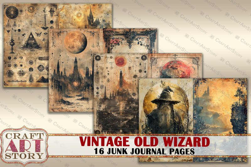vintage-old-wizard-grunge-junk-journal-pages-retro-scrapbook