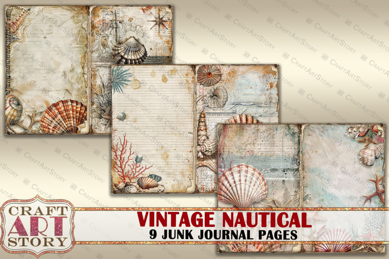 vintage-nautical-junk-journal-pages-retro-scrapbook-marine