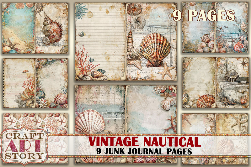 vintage-nautical-junk-journal-pages-retro-scrapbook-marine