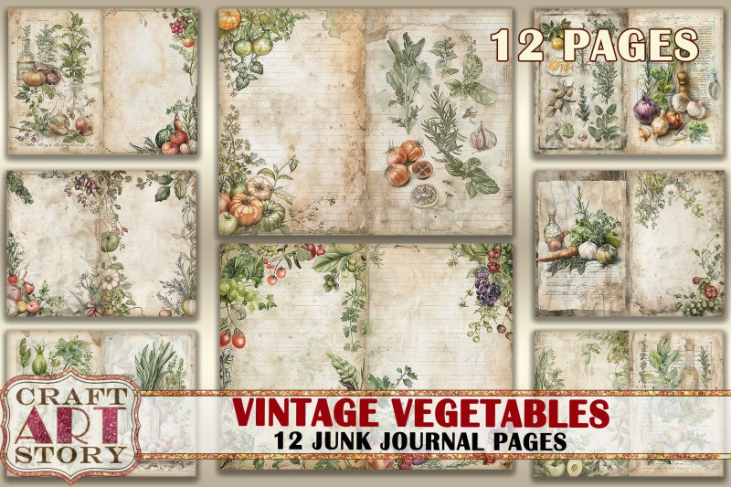 vintage-vegetables-junk-journal-pages-retro-scrapbook-shabby