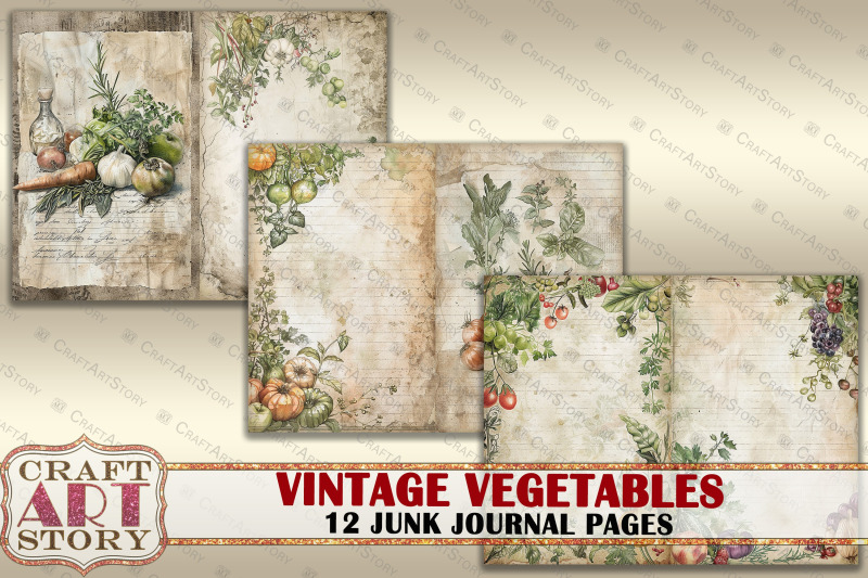 vintage-vegetables-junk-journal-pages-retro-scrapbook-shabby