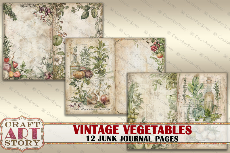 vintage-vegetables-junk-journal-pages-retro-scrapbook-shabby