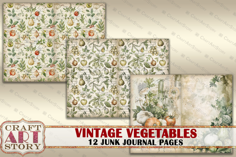 vintage-vegetables-junk-journal-pages-retro-scrapbook-shabby