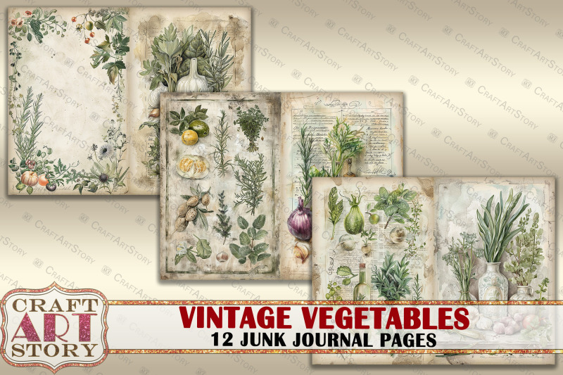 vintage-vegetables-junk-journal-pages-retro-scrapbook-shabby