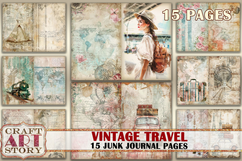 vintage-travel-junk-journal-pages-retro-scrapbook-shabby