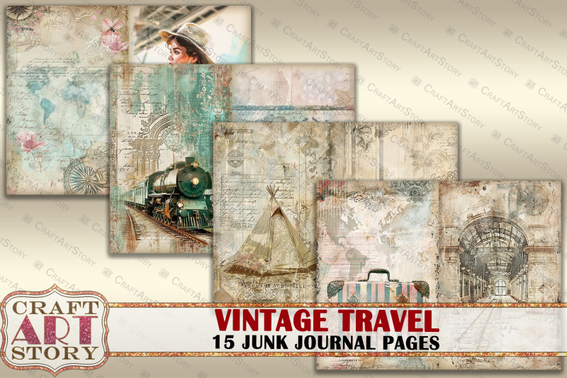 vintage-travel-junk-journal-pages-retro-scrapbook-shabby