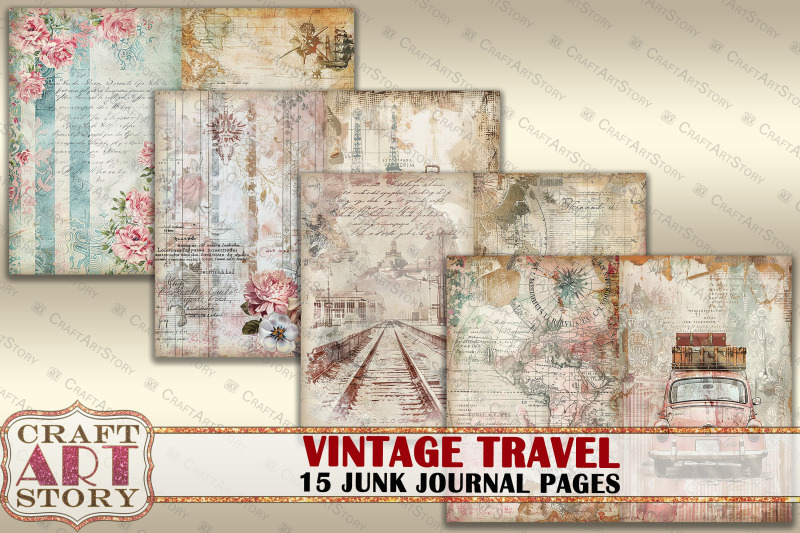 vintage-travel-junk-journal-pages-retro-scrapbook-shabby