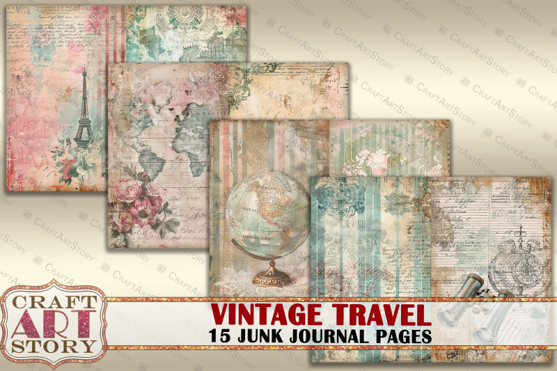 vintage-travel-junk-journal-pages-retro-scrapbook-shabby