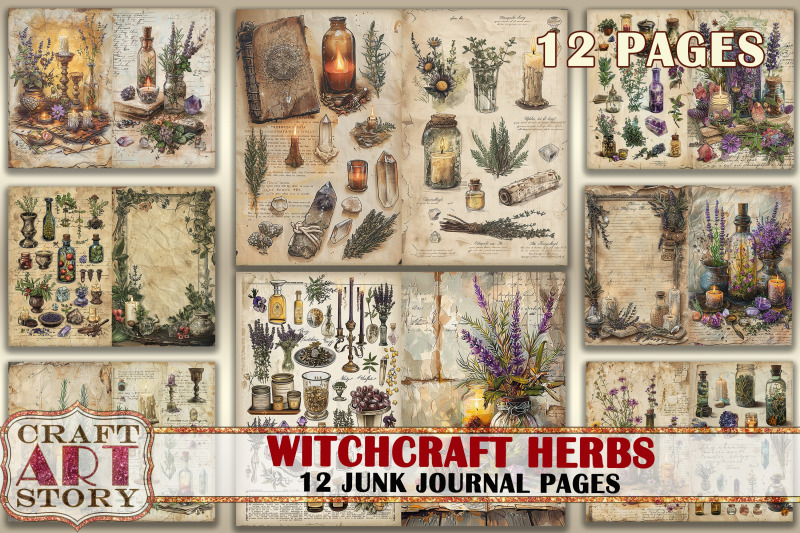 vintage-witch-herbs-grunge-junk-journal-pages-retro
