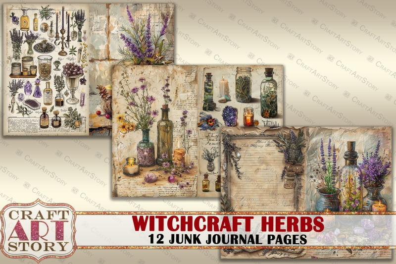 vintage-witch-herbs-grunge-junk-journal-pages-retro