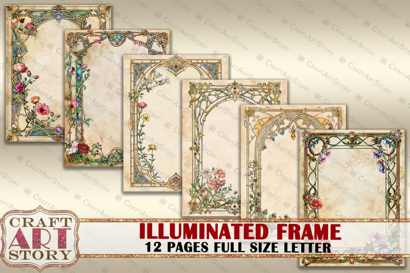 vintage-illuminated-frame-journal-pages-border-scrapbook