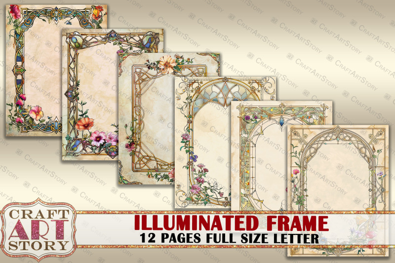 vintage-illuminated-frame-journal-pages-border-scrapbook