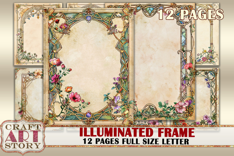 vintage-illuminated-frame-journal-pages-border-scrapbook