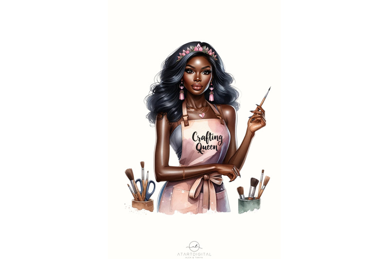 crafty-lady-sublimation-art-crafting-queen-stickers-black-girl-bos