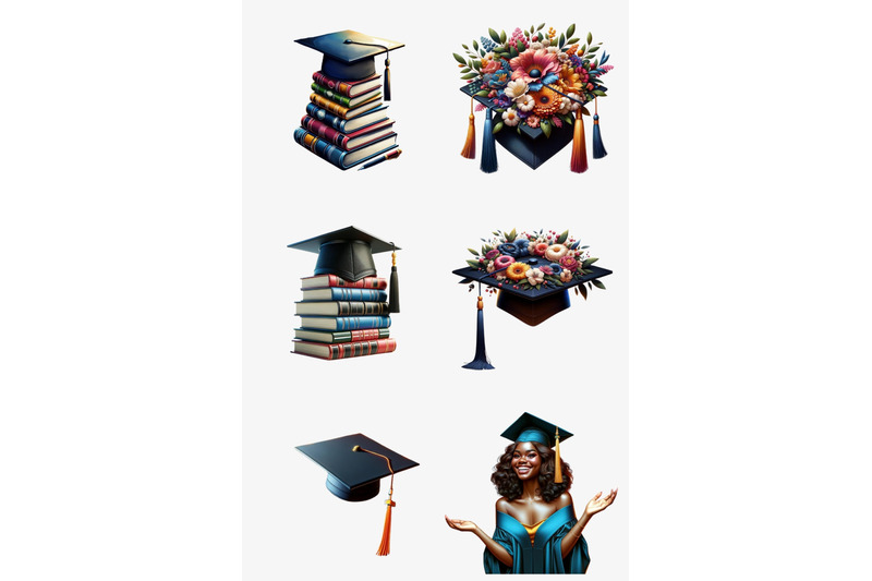 black-girl-graduation-clipart-set-afro-woman-png