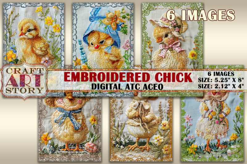 embroidered-easter-chick-collage-digital-picture-cards