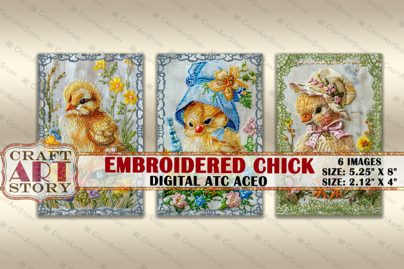 embroidered-easter-chick-collage-digital-picture-cards