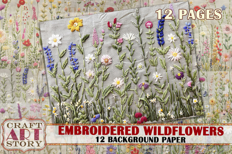 embroidered-wildflowers-background-paper-fabric-embroidery