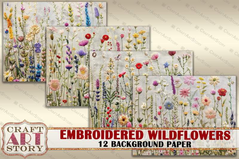 embroidered-wildflowers-background-paper-fabric-embroidery