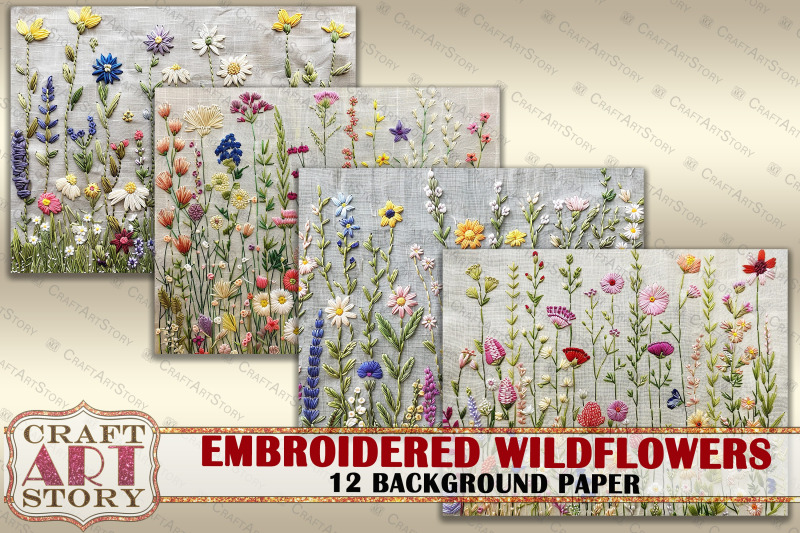 embroidered-wildflowers-background-paper-fabric-embroidery