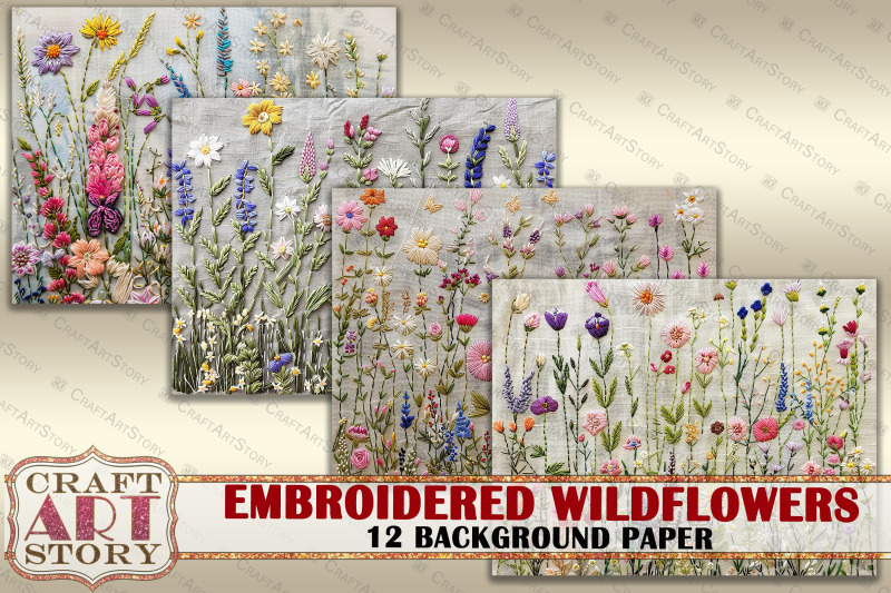 embroidered-wildflowers-background-paper-fabric-embroidery