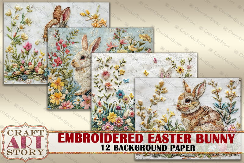 embroidered-easter-bunny-background-paper-fabric-embroidery