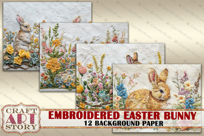 embroidered-easter-bunny-background-paper-fabric-embroidery