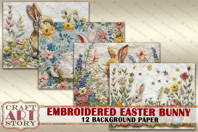 embroidered-easter-bunny-background-paper-fabric-embroidery