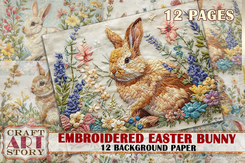 embroidered-easter-bunny-background-paper-fabric-embroidery