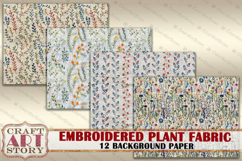 embroidered-plant-background-paper-fabric-embroidery