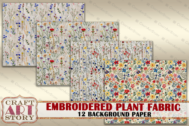 embroidered-plant-background-paper-fabric-embroidery