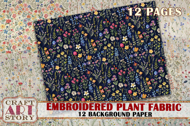 embroidered-plant-background-paper-fabric-embroidery