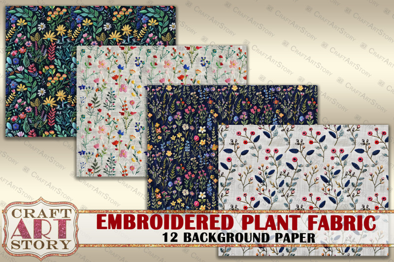 embroidered-plant-background-paper-fabric-embroidery