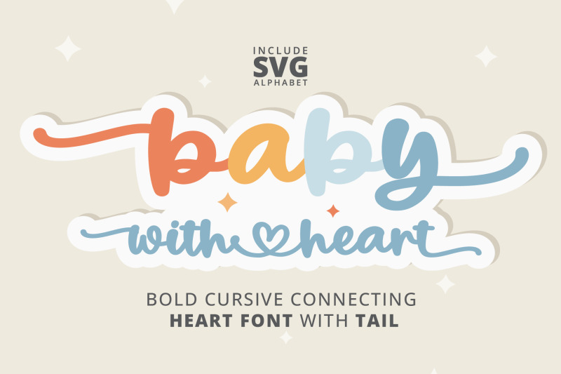 baby-bold-cursive-connecting-heart-font-with-tails