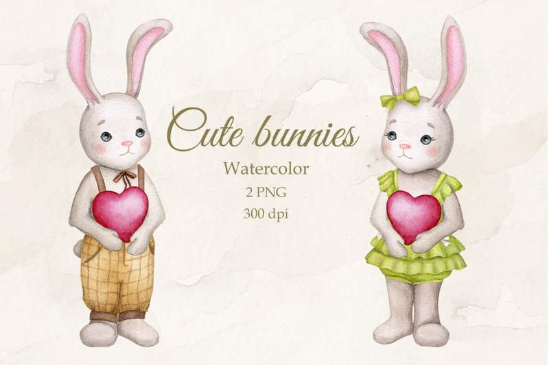 cute-bunnies-with-hearts-boy-and-girl-watercolor