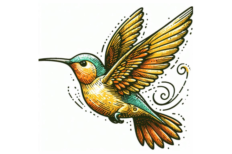 doodle-sketch-of-a-colorful-flying-hummingbird