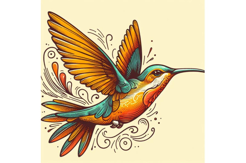 doodle-sketch-of-a-colorful-flying-hummingbird