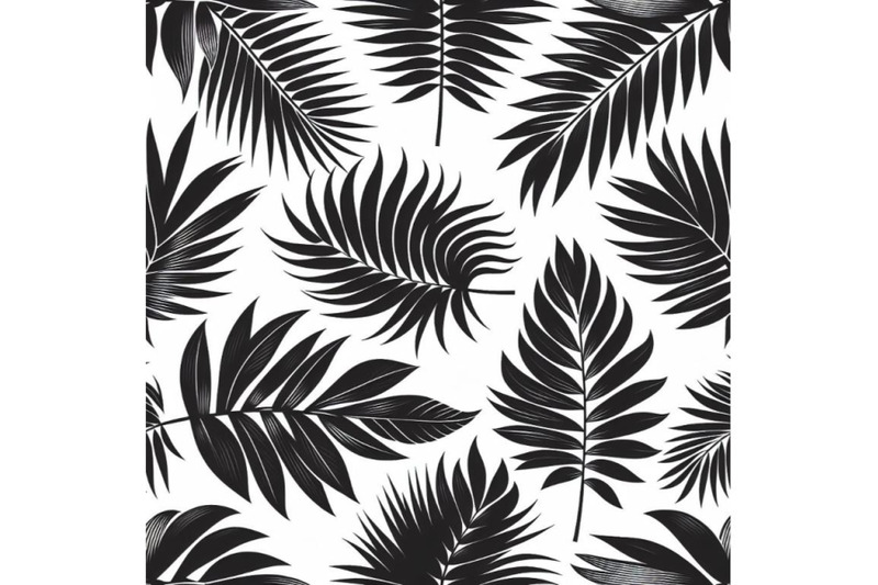 black-palm-leaves-on-white-background