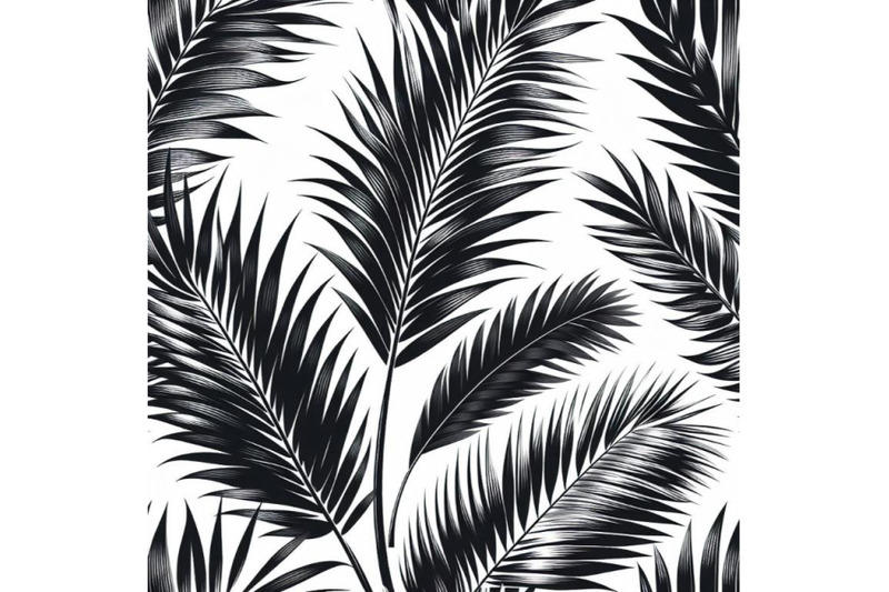 black-palm-leaves-on-white-background