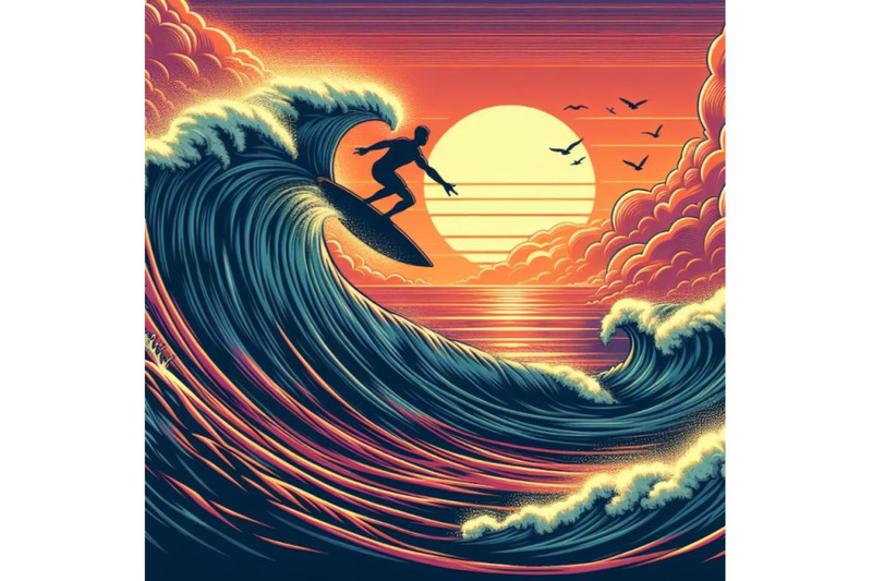 surfer-on-big-wave-with-sunset